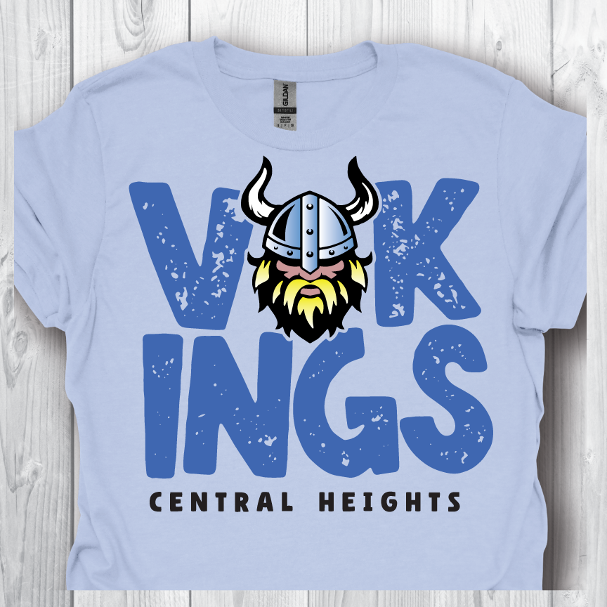 CHS Spirit Gear Vikings Stacked- Light Blue Tee