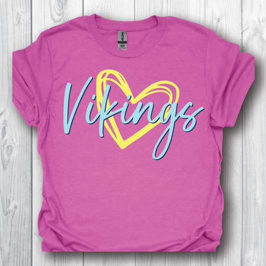 CHS Spirit Gear Vikings Heart- Pink Tee