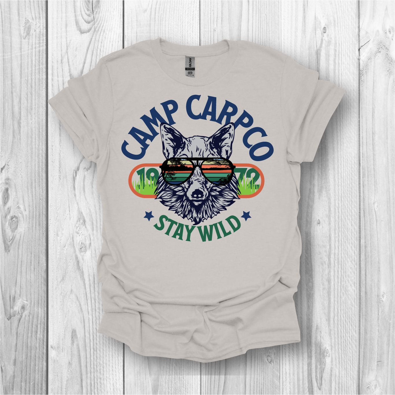 Camp CarpCo Fox - Grey Tee & Crew Sweatshirt