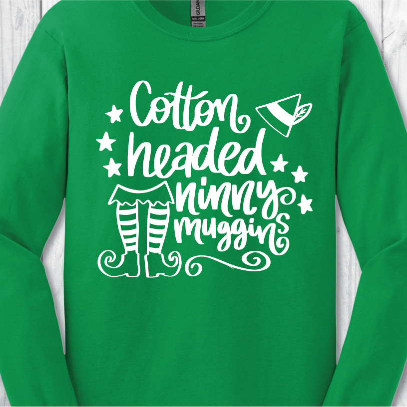 Christmas Cotton Headed - Green Long Sleeve or Sweatshirt