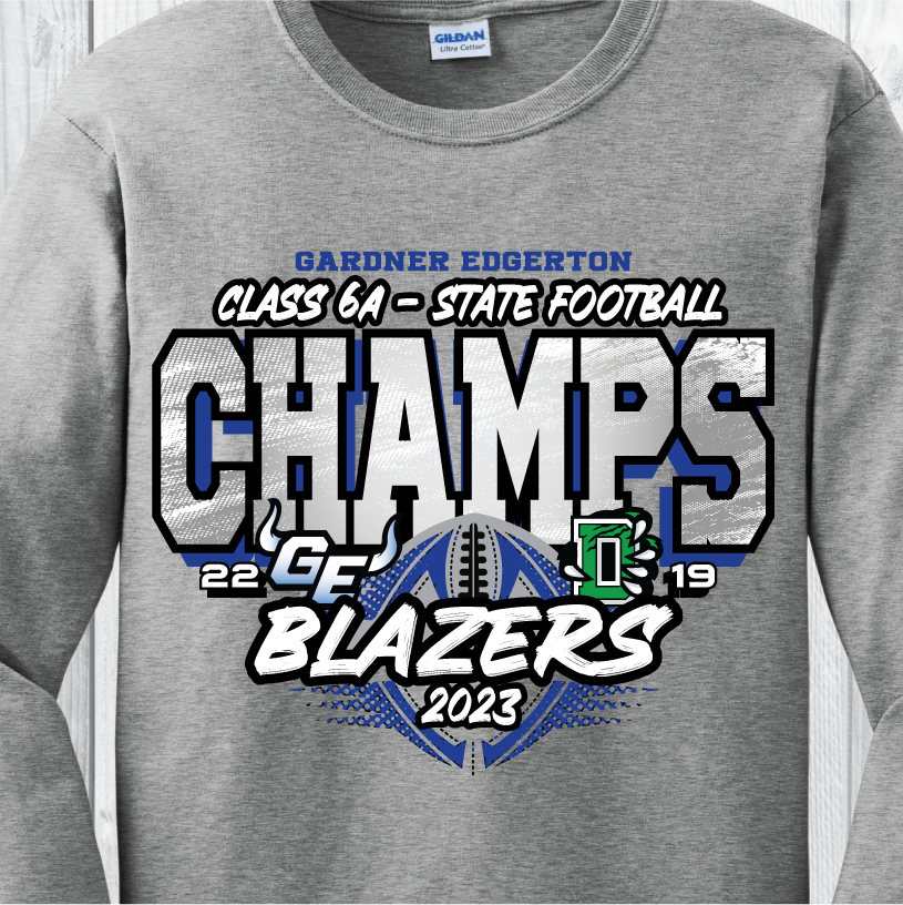 GEHS State Football Champs Blazers - Grey Tee or Sweatshirt