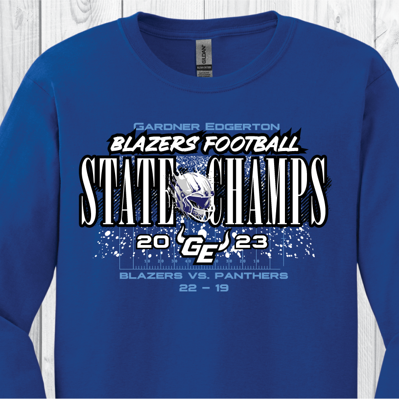 GEHS State Football Champs Snow - Royal Tee or Sweatshirt