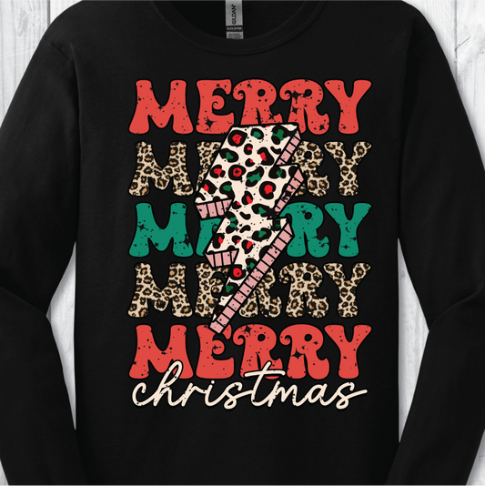 Christmas Merry Merry - Black Long Sleeve or Sweatshirt