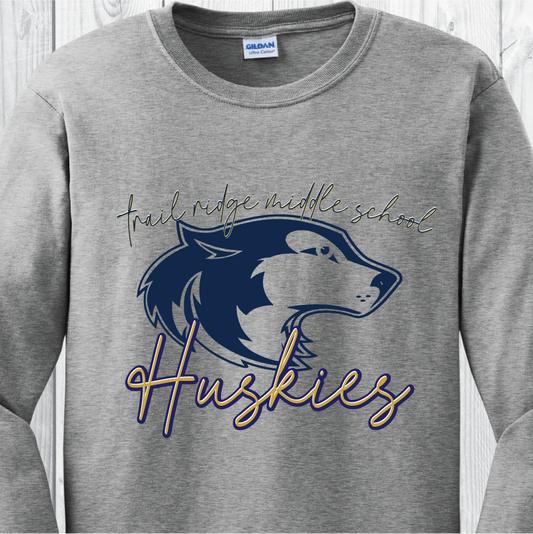 TRMS Husky Script - Grey Tee or Sweatshirt