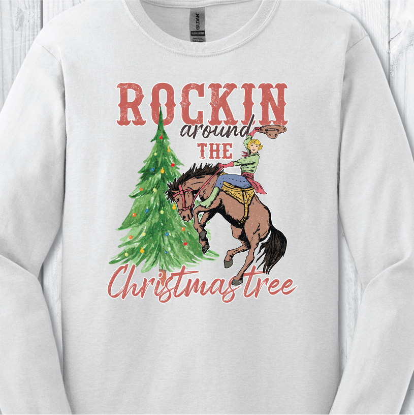 Christmas Bronc - White Long Sleeve or Sweatshirt